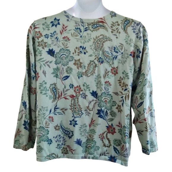 CJ Banks Size 2X Knit Cardigan Top Womens Floral Button Front Long Sleeve - Picture 6 of 9